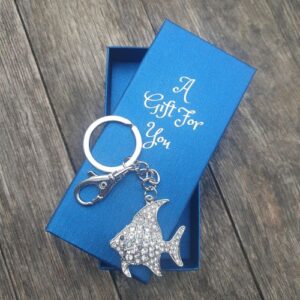 Silver tropical seaside fish keyring keychain boxed gift