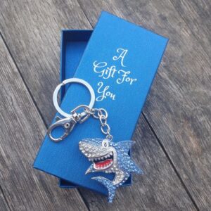 blue shark keyring keychain boxed gift