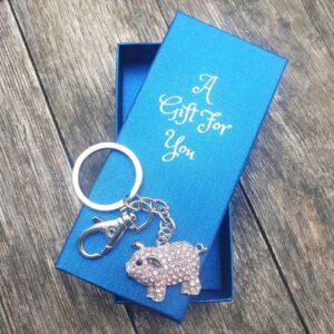 Pink pig keyring keychain boxed gift