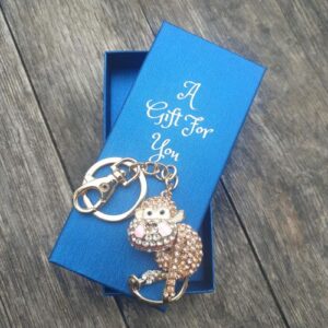 Gold monkey keyring keychain boxed gift