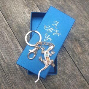 Gecko White Keyring Keychain Boxed gift
