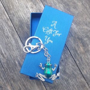 Green tree frog keyring keychain boxed gift