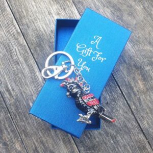 Black & red cockatoo keyring keychain boxed gift