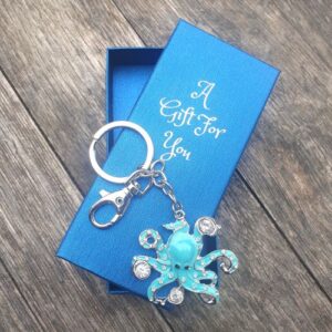 Octopus blue keyring keychain boxed gift