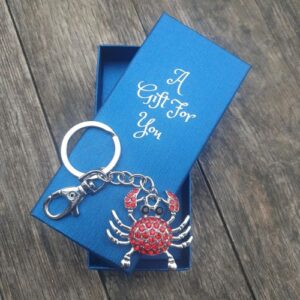 Red crab keychain keyring boxed seaside gift