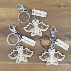 Bat wooden made in Australia Keyring Keychain Gifts
