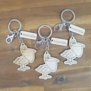 Pelican made in Australia wooden keychains