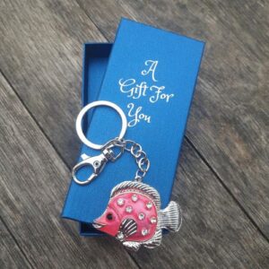 Tropical fish pink keyring keychain boxed gift
